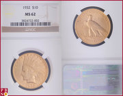 10 Dollars, 1932, Gold, Fr. 166, in NGC holder nr. 3824722-002. NO (0%) BUYER'S PREMIUM ON THIS LOT.

MS 62