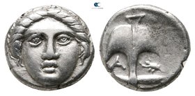 Thrace. Apollonia Pontica 450-350 BC. Diobol AR