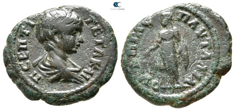 Thrace. Pautalia. Geta as Caesar AD 197-209. 
Bronze Æ

21mm., 4,17g.



...