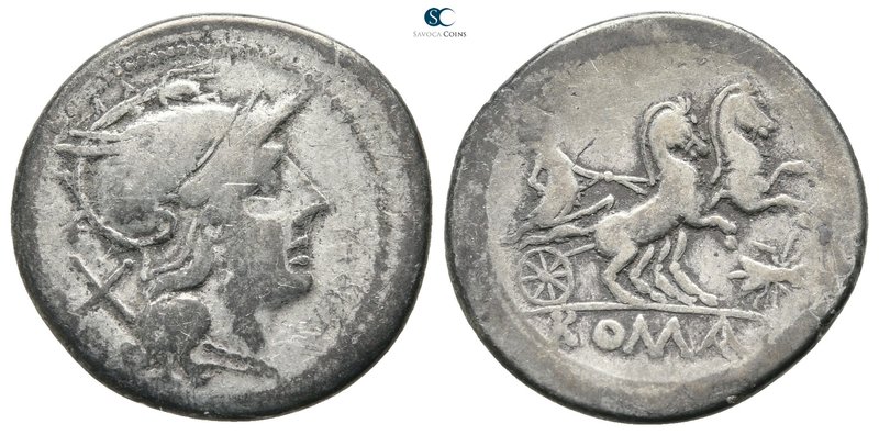 Anonymous 179-170 BC. Rome
Denarius AR

20mm., 3,64g.



nearly very fine