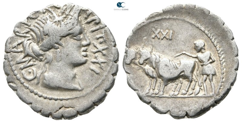 C. Marius C.f. Capito 81 BC. Rome
Serratus AR

19mm., 3,69g.



very fine