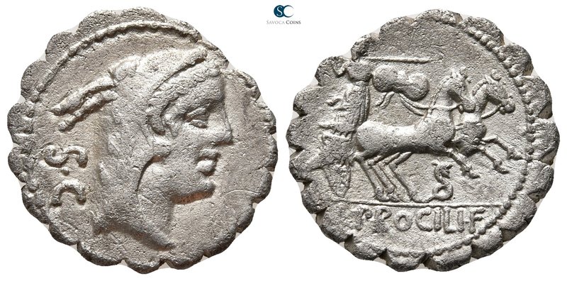 L. Procilius 80 BC. Rome
Serratus AR

20mm., 3,63g.



very fine