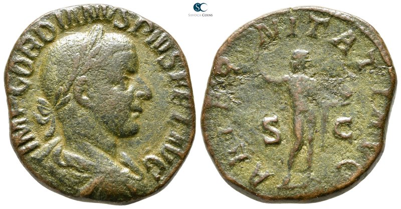 Gordian III. AD 238-244. Rome
Sestertius Æ

30mm., 17,25g.



nearly very...