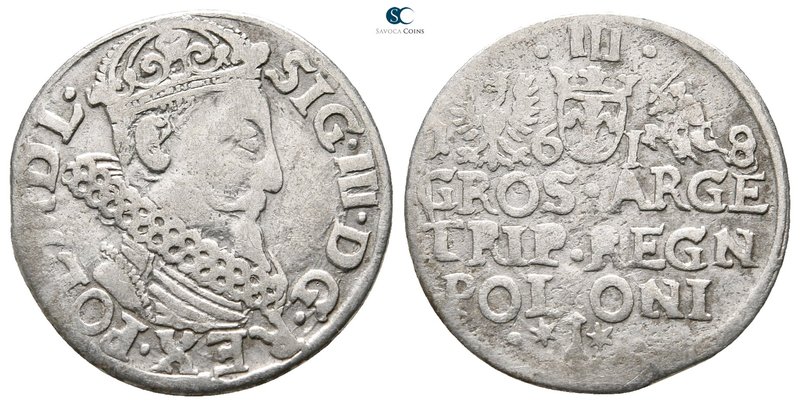 Poland. Gdańsk. Sigismund III Vasa AD 1587-1632.
3 Groschen AR 

20mm., 1,78g...