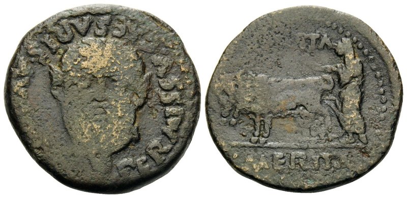 SPAIN. Emerita. Augustus, 27 BC-14 AD. (Bronze, 25 mm, 5.65 g, 7 h). PERMISSV CA...