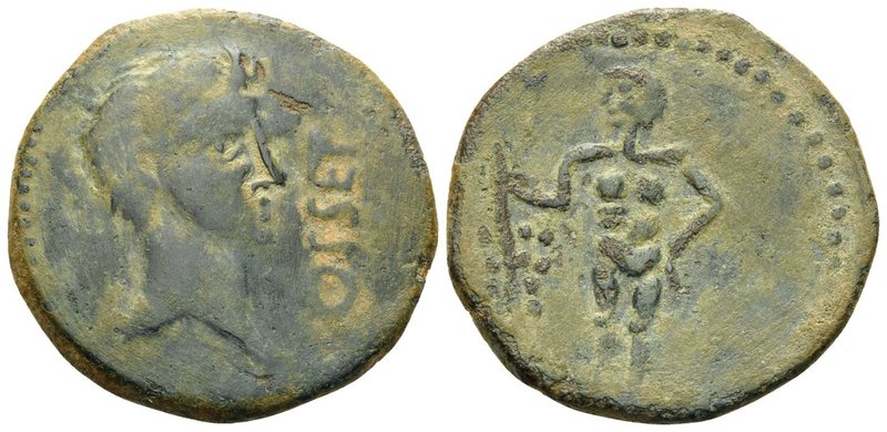 SPAIN. Osset. Augustus(?), 27 BC-AD 14. (Bronze, 26 mm, 8.69 g, 12 h). OSSET Mal...