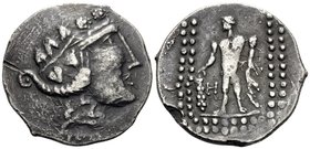 CELTIC. Danube Region. Circa 1st century BC. Tetradrachm (Silver, 38 mm, 17.09 g, 2 h), a late imitation of the Thasian tetradrachms, but still recogn...