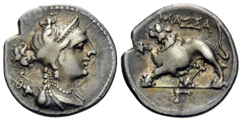 GAUL. Massalia. c. 130-121 BC. Drachm (Silver, 17 mm, 2.53 g, 4 h). Diademed and...