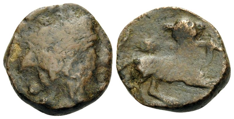 CAMPANIA. Capua. 216-211 BC. (Bronze, 16.5 mm, 3.76 g, 9 h). Head of youthful Di...