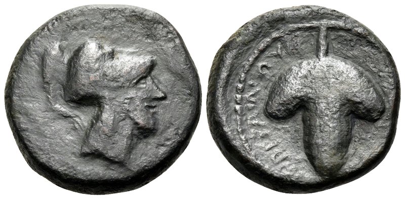 APULIA. Arpi. Circa 215-212 BC. (Bronze, 15.5 mm, 3.58 g, 7 h). Helmeted head of...