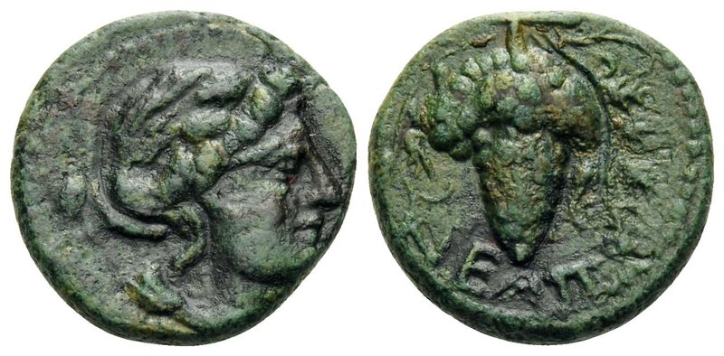 APULIA. Neapolis. Circa 325-250 BC. (Bronze, 16 mm, 3.42 g, 8 h). Wreathed head ...