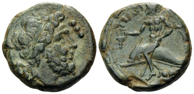 APULIA. Teate. Circa 225-200 BC. Teruncius (Bronze, 22 mm, 11.50 g, 4 h). Diadem...