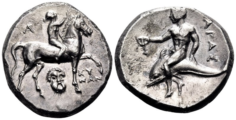 CALABRIA. Tarentum. Circa 272-240 BC. Nomos (Silver, 19.5 mm, 6.44 g, 3 h), Kyno...