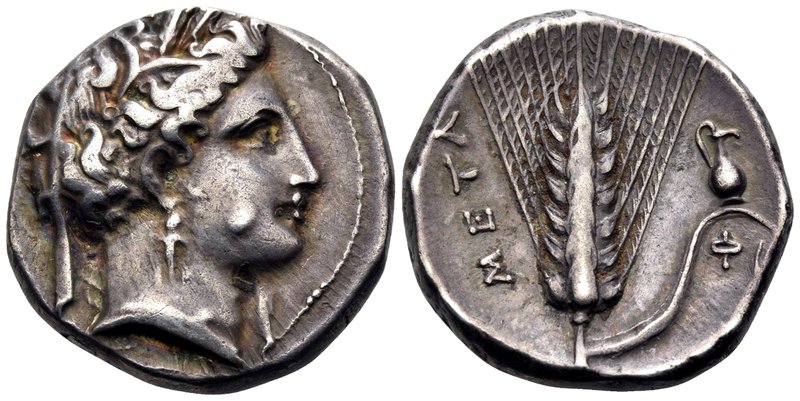 LUCANIA. Metapontum. Circa 340-330 BC. Nomos or Didrachm (Silver, 19.5 mm, 7.81 ...