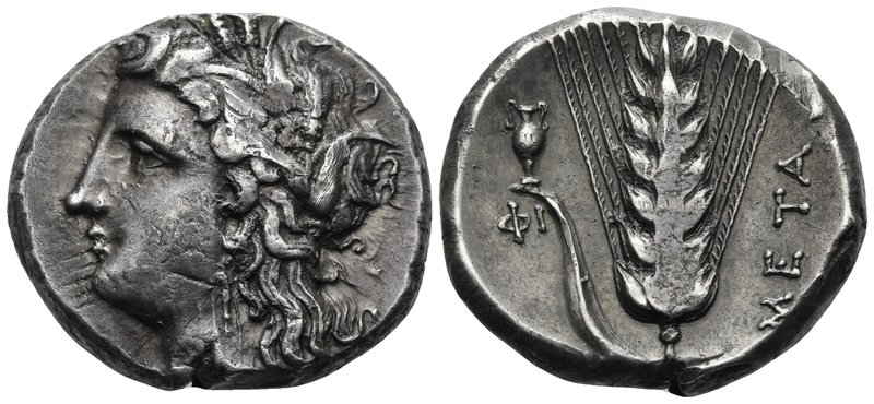 LUCANIA. Metapontum. Circa 330-290 BC. Nomos or Didrachm (Silver, 19 mm, 7.95 g,...
