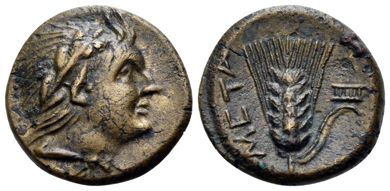 LUCANIA. Metapontum. Circa 300-250 BC. (Bronze, 12 mm, 1.36 g, 3 h). Laureate he...
