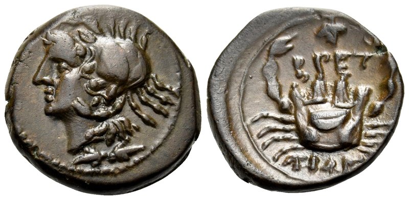 BRUTTIUM. The Brettii. Circa 282-203 BC. Quartuncia (Bronze, 13.5 mm, 1.99 g, 1 ...