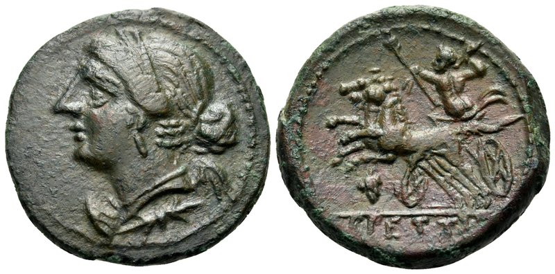 BRUTTIUM. The Brettii. Circa 214-211 BC. Half Uncia (Bronze, 18.5 mm, 4.29 g, 8 ...