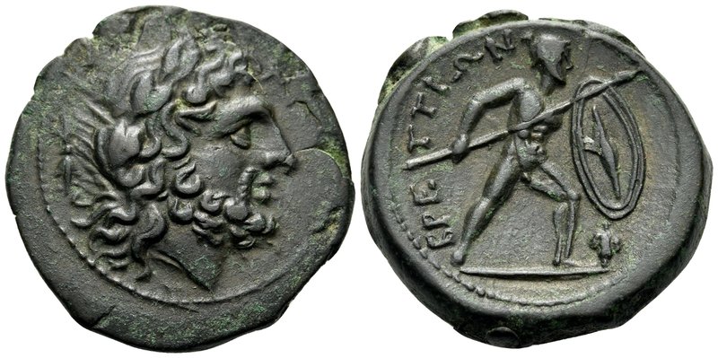 BRUTTIUM. The Brettii. Circa 211-208 BC. Unit (Bronze, 22 mm, 9.02 g, 2 h). Laur...