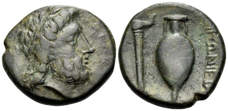 BRUTTIUM. Hipponion. Circa 350-275 BC. Obol (Bronze, 20 mm, 5.96 g, 9 h). Laurea...