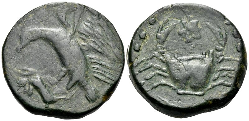 SICILY. Akragas. Circa 415-406 BC. Hemilitron (Bronze, 26 mm, 18.57 g, 2 h). AKP...