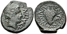 SICILY. Entella. L. Sempronius Atratinus, circa 36 BC. Quadrans (Bronze, 20 mm, 5.96 g, 6 h). ATPATINOY Head of youthful Dionysos to right, wearing iv...
