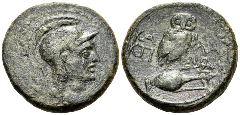 SICILY. Kalakte. Circa 240-210 BC. Semis (Bronze, 21 mm, 7.49 g, 12 h). Helmeted...