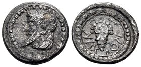 SICILY. Naxos. Circa 510-493 BC. Litra (Silver, 11.5 mm, 0.94 g, 6 h). Head of bearded Dionysos to left. Rev. NAXION Bunch of grapes within a linear b...