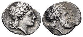 SICILY. Herbessos. Circa 344-339/8 BC. Litra (Silver, 11 mm, 0.70 g, 6 h). Head of Sikelia to right, wearing myrtle wreath. Rev. EPBHΣ[ΣOΣ] Bearded he...