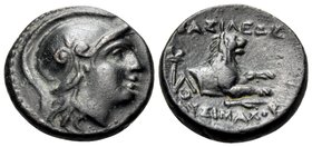 KINGS OF THRACE. Lysimachos, 305-281 BC. (Bronze, 13.5 mm, 2.56 g, 1 h), Lysimacheia. Head of Athena to right, wearing crested Attic helmet. Rev. BAΣI...