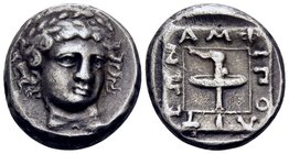 MACEDON. Amphipolis. 369/8 BC. Drachm (Silver, 15 mm, 3.93 g, 6 h). Laureate head of Apollo facing, turned slightly to the right. Rev. ΑΜΦ-IΠΟ-ΛΙΤ-ΕΩΝ...