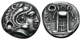 MACEDON. Philippoi. Circa 356-345 BC. Hemidrachm (Silver, 12 mm, 1.59 g, 5 h). Head of youthful Herakles to right, wearing lion's skin headdress. Rev....