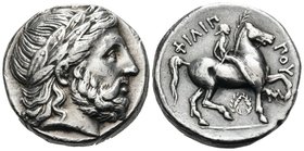KINGS OF MACEDON. Philip II, 359-336 BC. Tetradrachm (Silver, 23 mm, 14.33 g, 9 h), struck under Philip III, Amphipolis, c. 323/2- c.316/5. Laureate h...