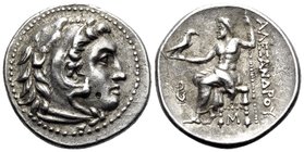 KINGS OF MACEDON. Alexander III ‘the Great’, 336-323 BC. Drachm (Silver, 18.5 mm, 4.14 g, 2 h), Lampsakos, circa 323-317. Head of Herakles to right, w...