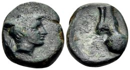 THESSALY. Pherai. Alexander, Tyrant, 369-359 BC. Chalkous (Bronze, 15 mm, 3.23 g, 12 h). Head of Jason to right, wearing petasos. Rev. AΛEΞAN-ΔPOY Hor...