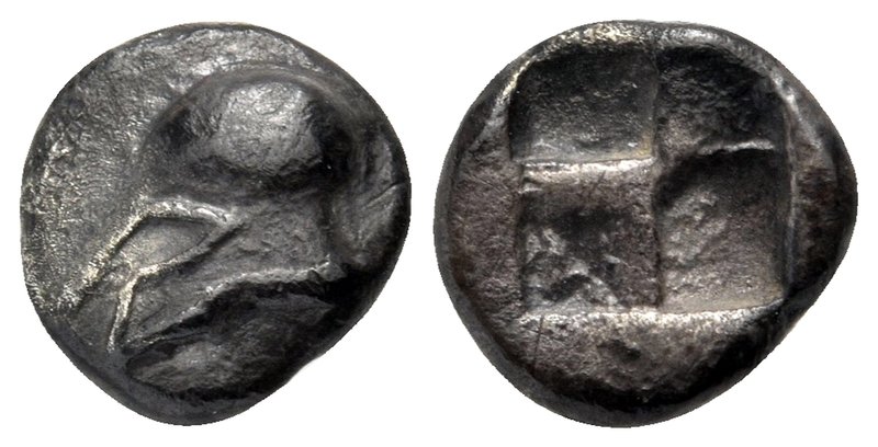 IONIA. Uncertain. Circa 480-450 BC. Obol (Silver, 8 mm, 0.69 g). Corinthian helm...