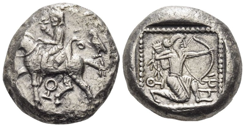 CILICIA. Tarsos. Circa 440-410 BC. Stater (Silver, 20 mm, 10.69 g, 7 h). Horsema...