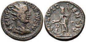 MACEDON. Dium. Gallienus, 253-268. (Bronze, 22 mm, 8.51 g, 1 h). IMP GA-LLIENVS AV Radiate, draped and cuirassed bust of Gallienus to right. Rev. COL ...