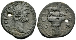 CORINTHIA. Corinth. Septimius Severus, 193-211. (Bronze, 25 mm, 8.37 g, 10 h). L SCP SVEPS L SEP SEV KY[..] Laureate head of Septimius Severus to righ...