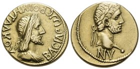 KINGS OF BOSPOROS. Rhoemetalces, 131/2-153/4. Stater (Gold, 19 mm, 7.70 g, 12 h), struck under Antoninus Pius, year NV= 450 = 153-154. ΒΑСΙΛΕΩС ΡΟΙΜΗΤ...