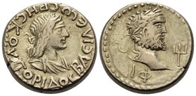 KINGS OF BOSPOROS. Rheskuporis II with Caracalla, 211-226. Stater (Electrum, 18.5 mm, 7.74 g, 12 h), year IΦ = 510 = 212-213. BACIΛEΩC PHCKOYΠOPIΔOC D...