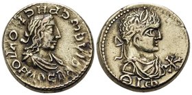 KINGS OF BOSPOROS. Rhescuporis II with Severus Alexander, 211-226. Stater (Electrum, 19 mm, 7.65 g, 11 h), year ΘIΦ = 519 = 222-223. BACIΛEΩC PHCKOYΠO...