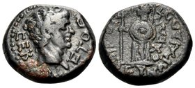CARIA. Antiochia ad Maeandrum. Augustus (?), 27 BC-AD 14. Hemiassarion (Bronze, 14 mm, 3.21 g, 12 h), Paionios, member of the synarchia. CEBACTOC Bare...