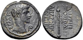 CARIA. Trapezopolis. Augustus, 27 BC-14 AD. Assarion (Bronze, 18 mm, 3.58 g, 11 h). ΣEBAΣTOΣ Bare head of Augustus to right; to right, lituus. Rev. TP...