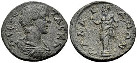 LYDIA. Daldis. Geta, as Caesar, 198-209. (Bronze, 23 mm, 5.28 g, 5 h). Λ CEΠ ΓE-TAC KA Bareheaded, draped, and cuirassed bust right. Rev. ΔAΛΔIANΩN He...
