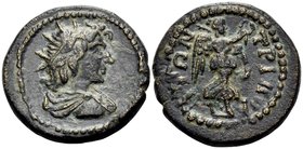 LYDIA. Tripolis. Time of Antoninus Pius to Commodus, 138-192. (Bronze, 16.5 mm, 3.74 g, 12 h). Radiate and draped bust of Helios to right. Rev. ΤΡΙΠΟΛ...