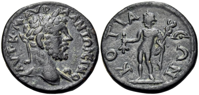 PHRYGIA. Cotiaeum. Caracalla, 198-217. Hemiassarion (Bronze, 19 mm, 3.49 g, 7 h)...