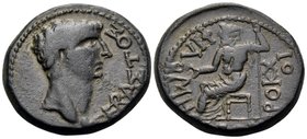 PHRYGIA. Philomelium. Claudius, 41-54. (Bronze, 20 mm, 6.50 g, 12 h), Brocchos. ΣEBAΣTOΣ Bare head of Claudius to right. Rev. ΦIΛOMHΛ-EΩN BPOKXOI Zeus...
