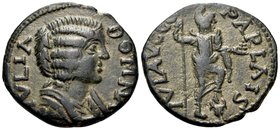PISIDIA. Parlais. Julia Domna, 193-217. (Bronze, 21 mm, 4.24 g, 6 h). IVLIA DOMNA Draped bust of Julia Domna to right. Rev. IVL AVG COL PARLAIS Mên st...