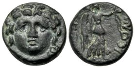 LYCAONIA. Iconium. Pseudo-autonomous issue, 1st century AD. (Bronze, 13 mm, 2.29 g, 12 h). Facing head of Medusa. Rev. ICONIE[ΩN] Nike standing to rig...